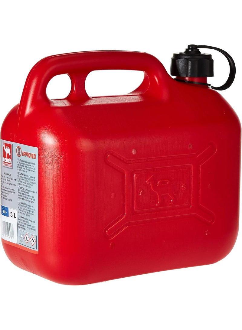 DEURA 5L Petrol & Diesel Fuel Jerry Can – Heavy Duty Oil Storage Container, Leak-Proof Portable Fuel Tank, Red - Image 5
